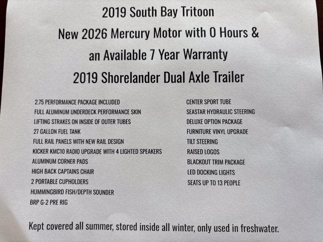 2019 SOUTH BAY TRITOON 224SB2 Base
